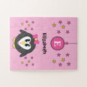 Cute pinguin sterren en noem roze kinderen legpuzzel (Horizontaal)