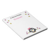 Cute pinguin sterren en noem roze kinderen notitieblok (Schuin)