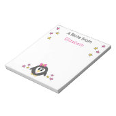 Cute pinguin sterren en noem roze kinderen notitieblok (Linkerzijde)