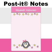 Cute pinguïn sterren naam kinderen roze geel post-it® notes