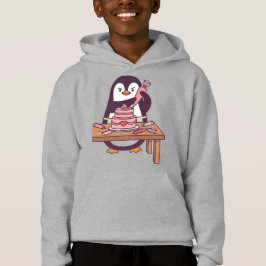 Cute Pinguïn Taart Valentijn Kinderen Hoodie