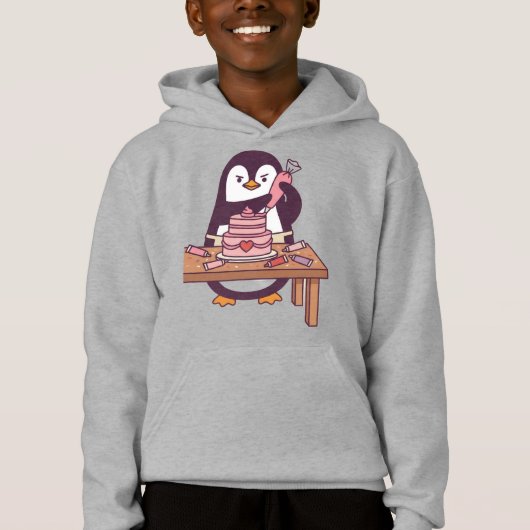 Cute Pinguïn Taart Valentijn Kinderen Hoodie (Voorkant)