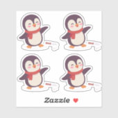 Cute Pinguïn Valentijn Vinyl Stickers (4 stuks) (Vel)
