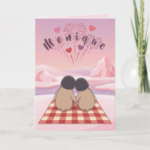 Cute Pinguïn Valentijnsdag Picknickkaart voor Stil