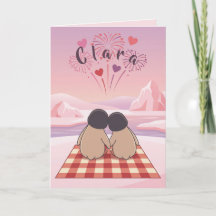 Cute Pinguïn Valentijnsdag Picknickkaart voor Vrie