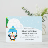 Cute pinguin verjaardagsfeest kaart (Staand voorkant)