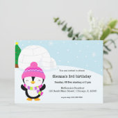 Cute pinguin verjaardagsfeest kaart (Staand voorkant)