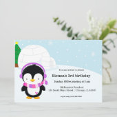 Cute pinguin verjaardagsfeest kaart (Staand voorkant)