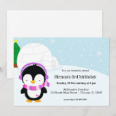 Cute pinguin verjaardagsfeest kaart (Voorkant / Achterkant)