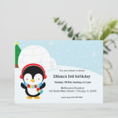 Cute pinguin verjaardagsfeest kaart (Staand voorkant)