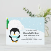 Cute pinguin verjaardagsfeest kaart (Staand voorkant)