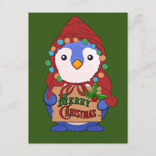 Cute pinguin wil vrolijk kerstfeest Throw Briefkaart