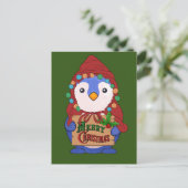Cute pinguin wil vrolijk kerstfeest Throw Briefkaart (Staand voorkant)