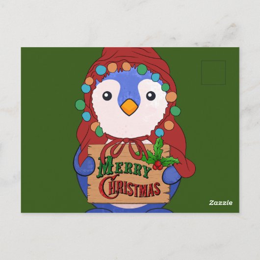 Cute pinguin wil vrolijk kerstfeest Throw Briefkaart (Achterkant)