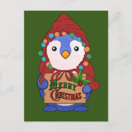 Cute pinguin wil vrolijk kerstfeest Throw Briefkaart