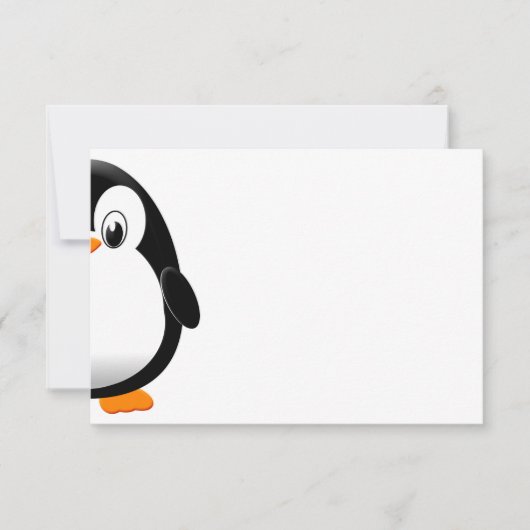 Cute Pinguïn Zwart en Wit Blank Notitiekaartje (Voorkant)