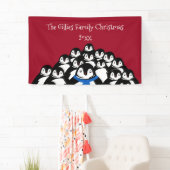 Cute Pinguïnfamilie Feest Spandoek (Insitu)