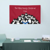 Cute Pinguïnfamilie Feest Spandoek (Beurs)