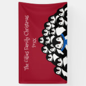 Cute Pinguïnfamilie Feest Spandoek (Verticaal)