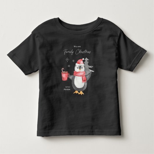 Cute Pinguïnfamilie Kerst Matching Kind Kinder Shirts (Voorkant)