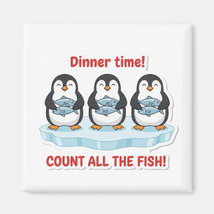 Cute Pinguïns Aftijd Tellen Vissen Wiskunde Spel Magneet