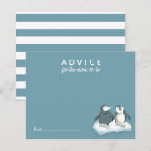 Cute Pinguïns Blauwe Advieskaart voor Moeder (Voorkant / Achterkant)