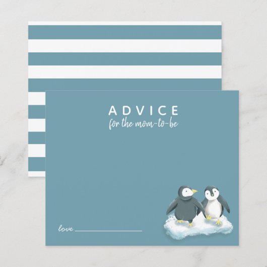 Cute Pinguïns Blauwe Advieskaart voor Moeder (Voorkant / Achterkant)