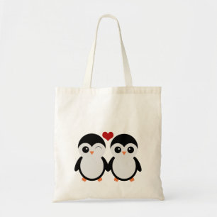 Cute pinguins canvas tas