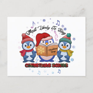 Cute Pinguins die kerstliedjes zingen Briefkaart