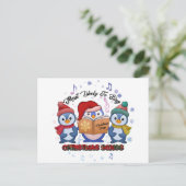 Cute Pinguins die kerstliedjes zingen Briefkaart (Staand voorkant)