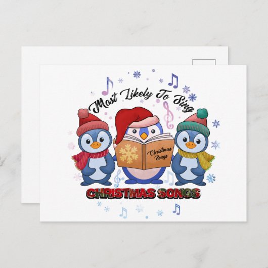 Cute Pinguins die kerstliedjes zingen Briefkaart (Voorkant / Achterkant)