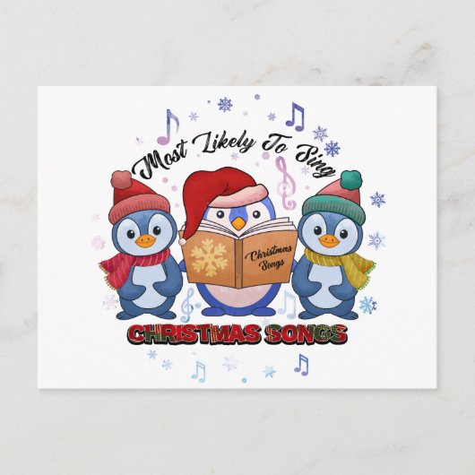 Cute Pinguins die kerstliedjes zingen Briefkaart (Voorkant)