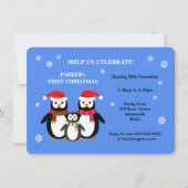 Cute pinguins eerste kerstfeest uitnodiging (Voorkant)