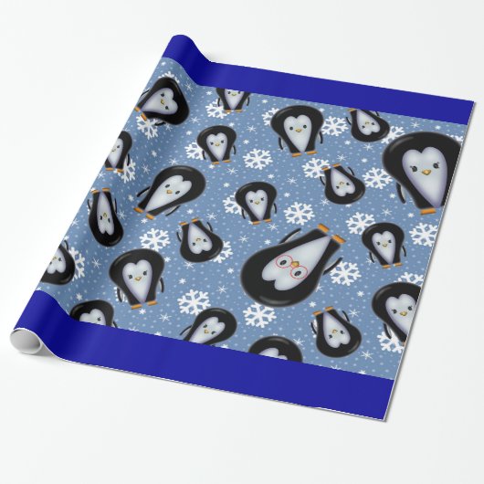Cute Pinguïns in de Sneeuw Cadeaupapier (Uitgerold)