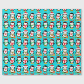 Cute pinguins in vallende sneeuwwinterwonderland cadeaupapier (Vlak)