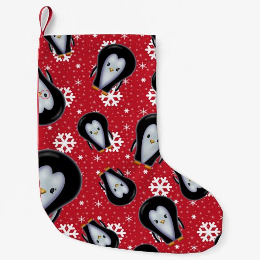 Cute Pinguïns Kerst Sok Kleine Kerstsok (Voorkant)
