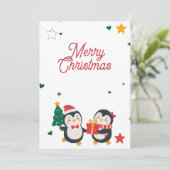 Cute Pinguïns Kerstkaart (Staand voorkant)