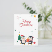 Cute Pinguïns Kerstkaart Feestdagenkaart (Staand voorkant)