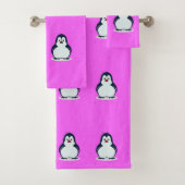 Cute pinguins op roze bad handdoek (Insitu)