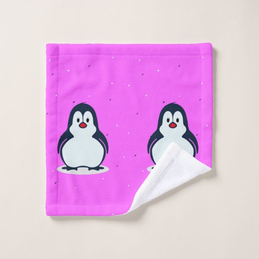 Cute pinguins op roze bad handdoek (Wasdoekje)