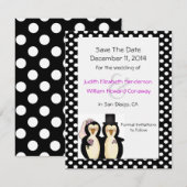 Cute Pinguïns Trouw Save the Date Aankondiging (Voorkant / Achterkant)