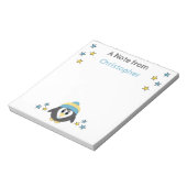 Cute pinguinsterren en noem blauwe kinderen notitieblok (Linkerzijde)
