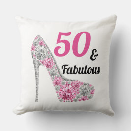 Cute Pink 50 en Fabulous Birthday Kussen