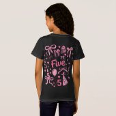 Cute Pink 5th Birthday Girl Shirt Five Bow Party D (Achterkant volledig)