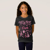 Cute Pink 5th Birthday Girl Shirt Five Bow Party D (Voorkant volledig)
