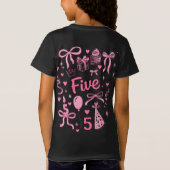 Cute Pink 5th Birthday Girl Shirt Five Bow Party D (Achterkant)