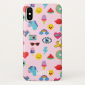 Cute Pink 80's Icons Emojis Pattern Case-Mate iPhone Case (Achterkant)