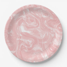 Cute Pink Abstract Faux Marble Patroon Papieren Bordje
