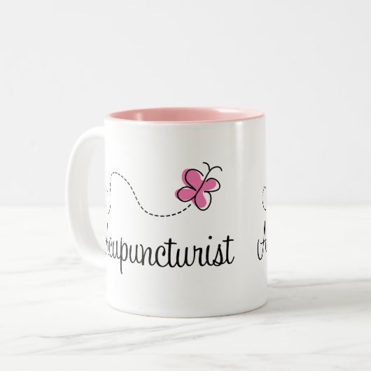 Cute PInk Acupuncturist Tweekleurige Koffiemok (Voorkant links)
