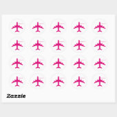 Cute Pink Airplane Girl Pilot Personalized  Ronde Sticker (Vel)